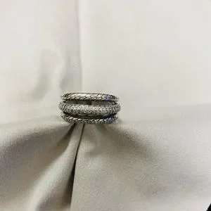 Pandora Jewelry Pandora Triple Band Pave Snake Chain Pattern